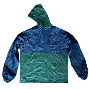 Cedar Key Blue and Green Rain Jacket Sz L